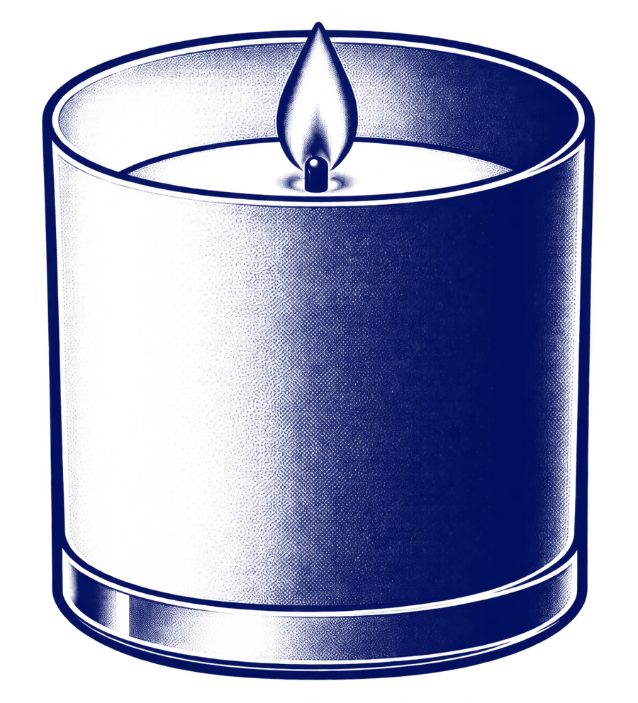 Ilustração de uma vela acesa em um copo